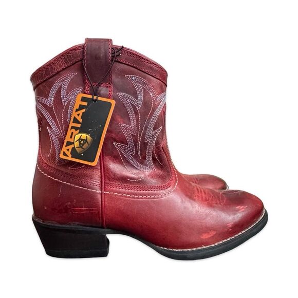 Ariat Billie Retro Red Leather Western Ankle Boots Zip Womens Size 7 B NWOB - Picture 10 of 10